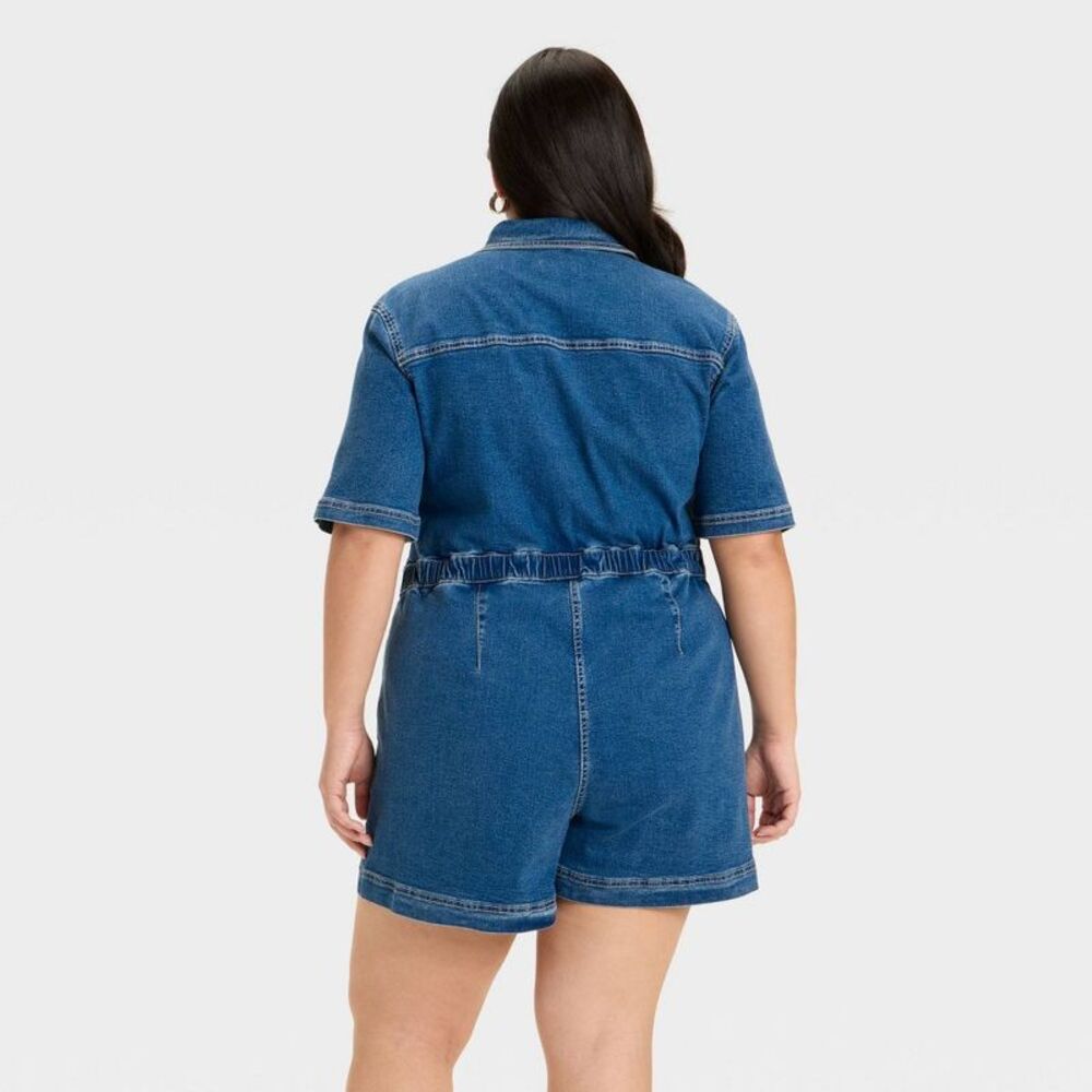 Women's Denim Skortalls - Ava & Viv Medium Wash 2X - Picture 2 of 3